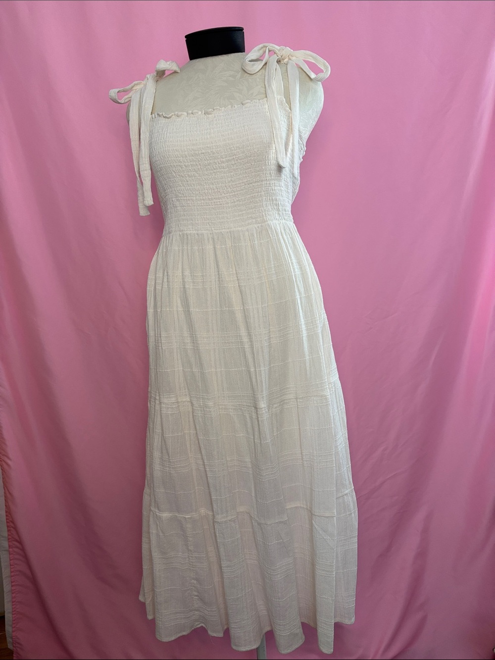 NWT White Smocked Midi Dress